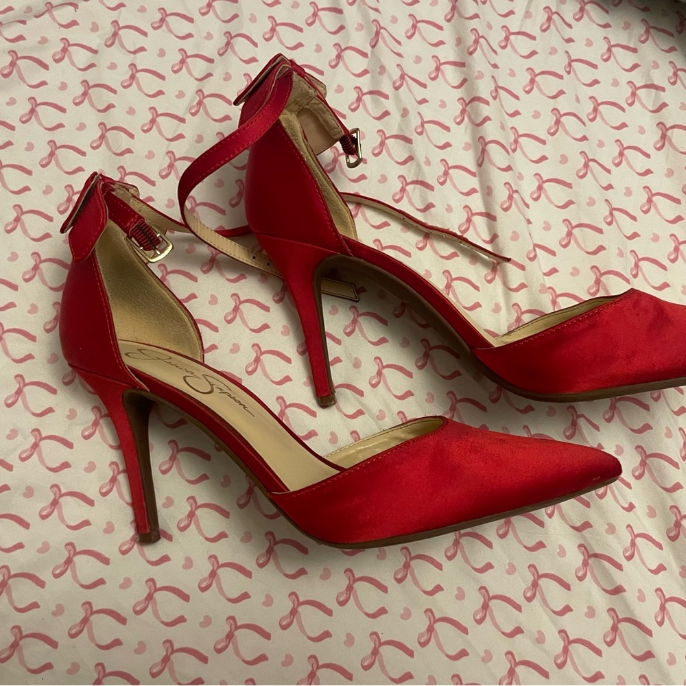 Jessica Simpson Red Satin Heels
